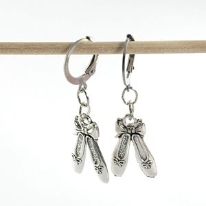 Stainless steel hoop ballet shoe earring